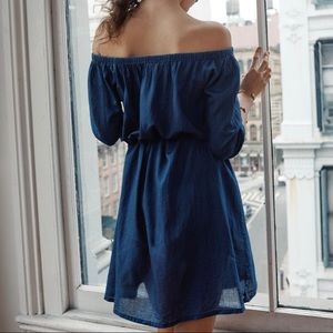 Madewell Small Off Shoulder Blue Dress